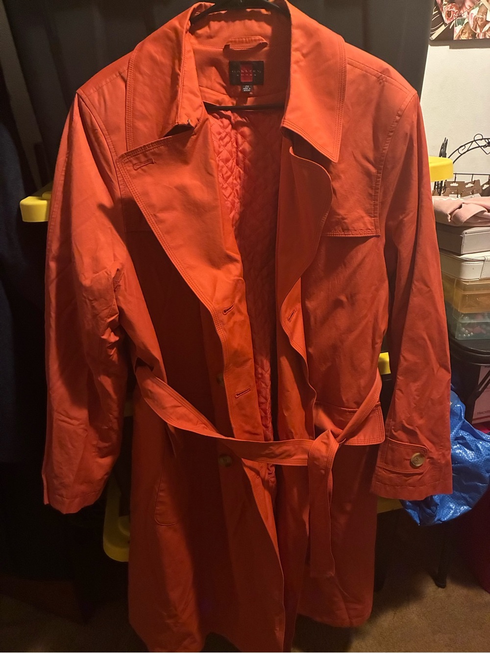 Gallery Orange Belted Trench Coat
